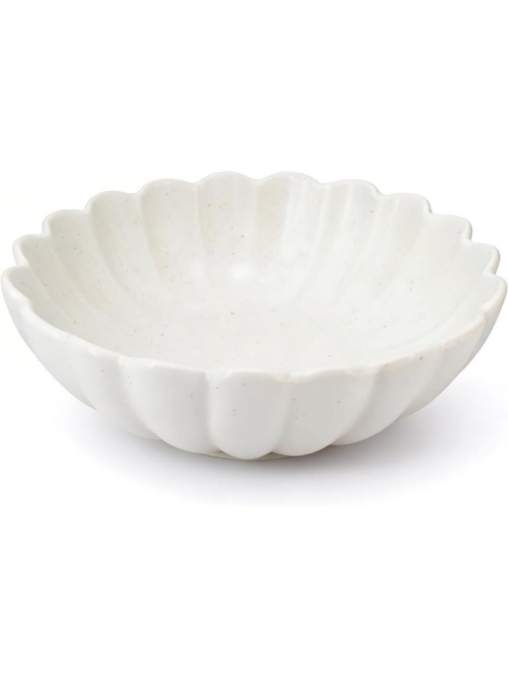 Large 10.5” White Ceramic Ruffle Scalloped Bowl - Versatile Decorative